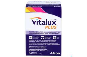 Sie sehen eine Packung Vitalux Plus Kapseln 84st, Produktbild: 01 Vitalux Plus Kapseln 84st, A-Nr.: 5713704 - 01