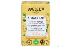 Sie sehen eine Packung Weleda Feste Duschpflege Ginger +petitgrain 75g, Produktbild: 01 Weleda Feste Duschpflege Ginger +petitgrain 75g, A-Nr.: 5565238 - 01