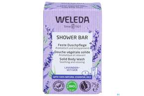Sie sehen eine Packung Weleda Feste Duschpflege Lavender +vetiver 75g, Produktbild: 01 Weleda Feste Duschpflege Lavender +vetiver 75g, A-Nr.: 5565250 - 01