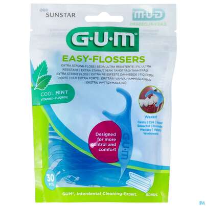 Zahnseide Gum Easy Flossers Zahnseide- Stick Gewachst Mint 890 30st, A-Nr.: 3560082 - 01